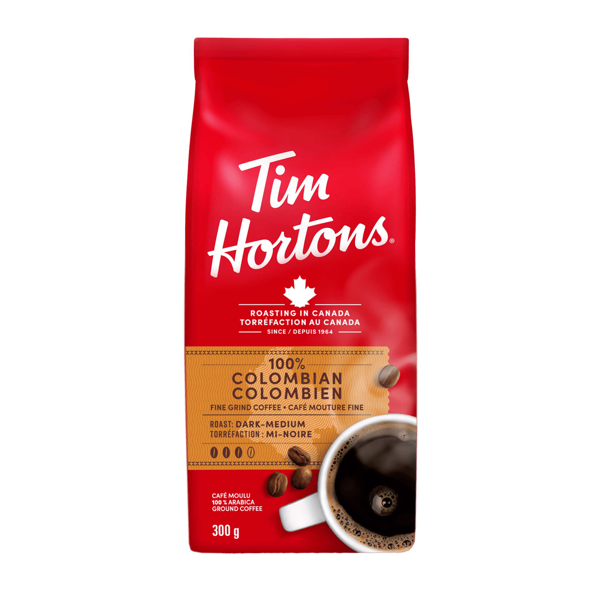 Tim Hortons 100% Colombian Ground Coffee, Dark Medium Roast