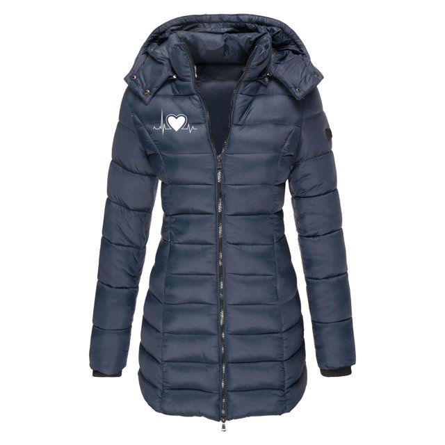 Fankiway Veste Décontractée Mi-Longue à Capuche à Manches Longues pour Femme avec Petit Imprimé Style Marine TG