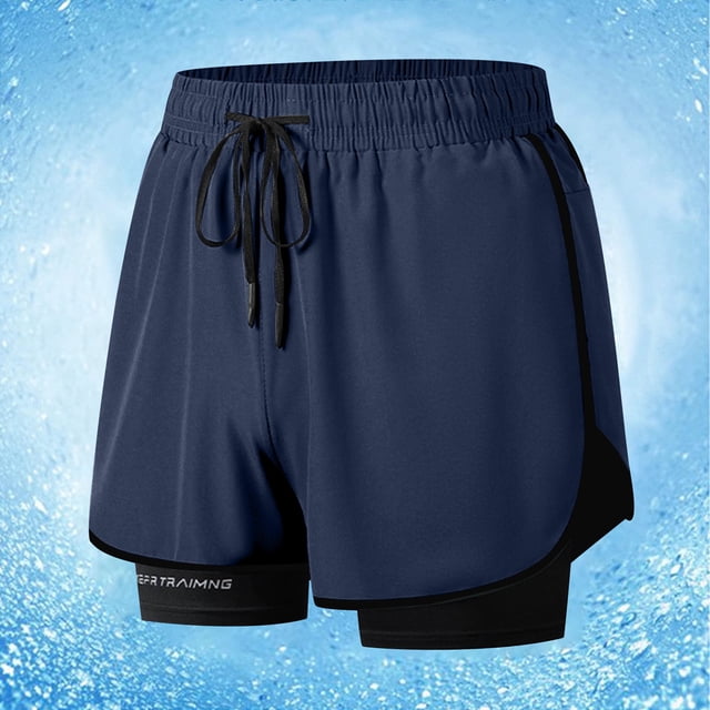Styesk Mens Shorts Men Large Size Solid Color Casual Fashion Loose Sports Three-quarter Pants Drawstring Pockets Double Layer Exercise Shorts Pants