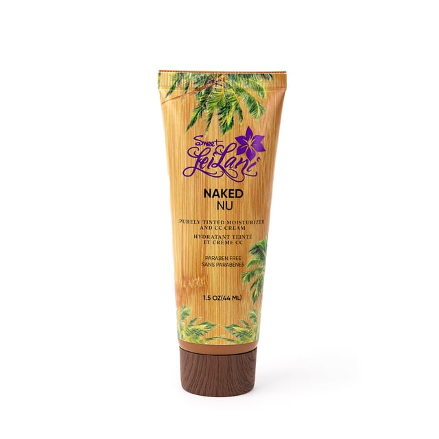 Bare It At The Beach / Hydratant Purement Teinté - Naked par Sweet LeiLani Cosmetics, Présenté en tube Écologique de 1,5 oz avec Motif de Feuille de Palmier Tropicale. Cet Hydratant Teinté à Base d'Eau Fait Aussi Office de Soins de la Peau et de Maquillage, Offrant une Couvrance Légère, une Hydratation et un Éclat Radieux. Emballé avec du Thé Vert, des Pépins de Raisin, de l'Églantier, de l'Huile de Sésame et de l'Huile de jojoba, Il Nourrit, Calme et Protège la Peau Tout en Minimisant les pores et en Favorisant la