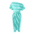thumbnail image 3 of Ladies Sexy Slant Collar Off Shoulder Waist Striped Irregular Slit Dress, 3 of 5