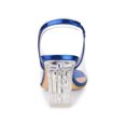 thumbnail image 2 of BLISSFUL STEP Women's Shoes Clear Slingback Rhinestone Peep Toe Block Heel Sandals Blue 7, 2 of 7