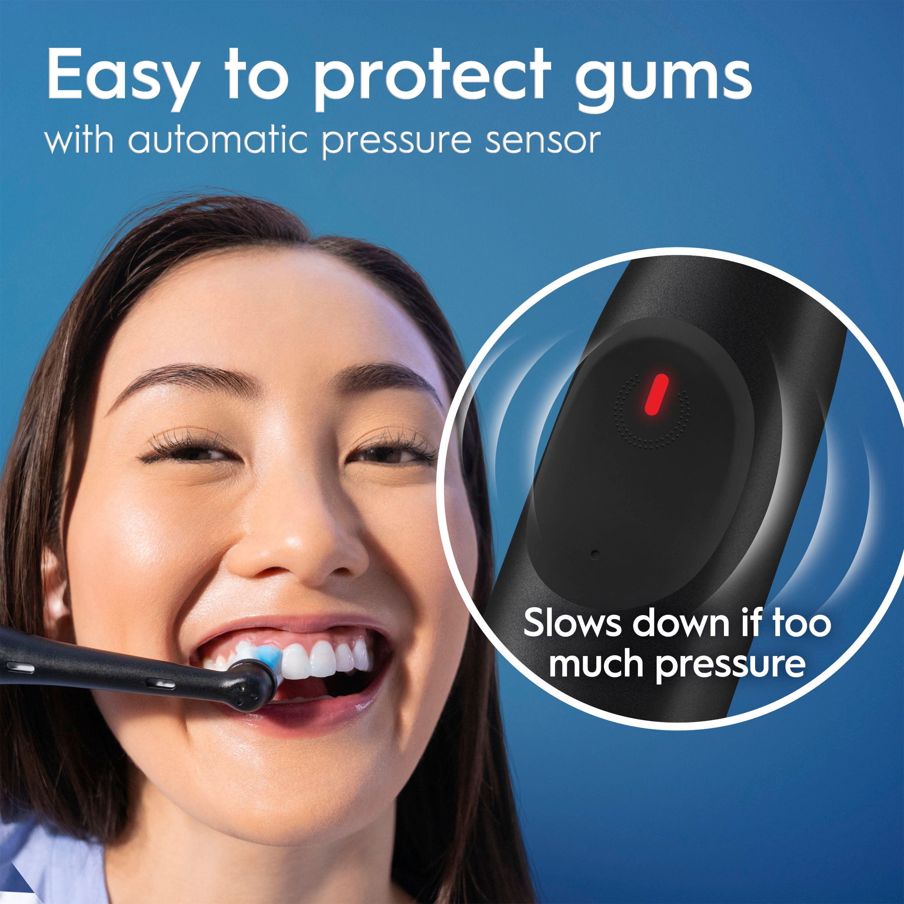 Oral-B iO Series 2 Brosse à Dents Électrique Rechargeable, avec 1 Tête de Brosse Soin Doux - Capteur de Pression Automatique pour Protéger les Gencives - 3 Modes - Minuterie de 2 Min