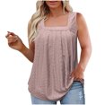 thumbnail image 1 of Dealovy Womens Tank Tops Square Neck Loose Fitted Sleeveless Slid Color Pleated Comfy Plain Tee Shirts, 1 of 7