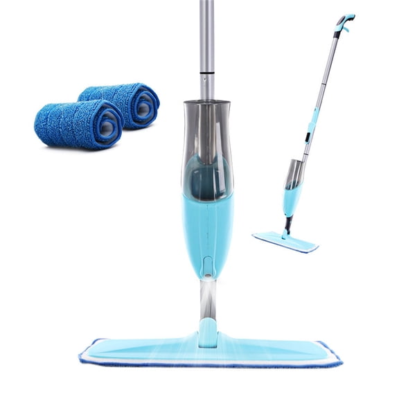Microfiber Spray Mop Refill Replacement Mop Pads&Heads Reusable 1 Dirt Removal Scrubber for Hardwood Ceramic Marble Tile Laminate Home Kitchen Floor Cleaning Wet and Dry 360°Rotation Easy Wring Blue