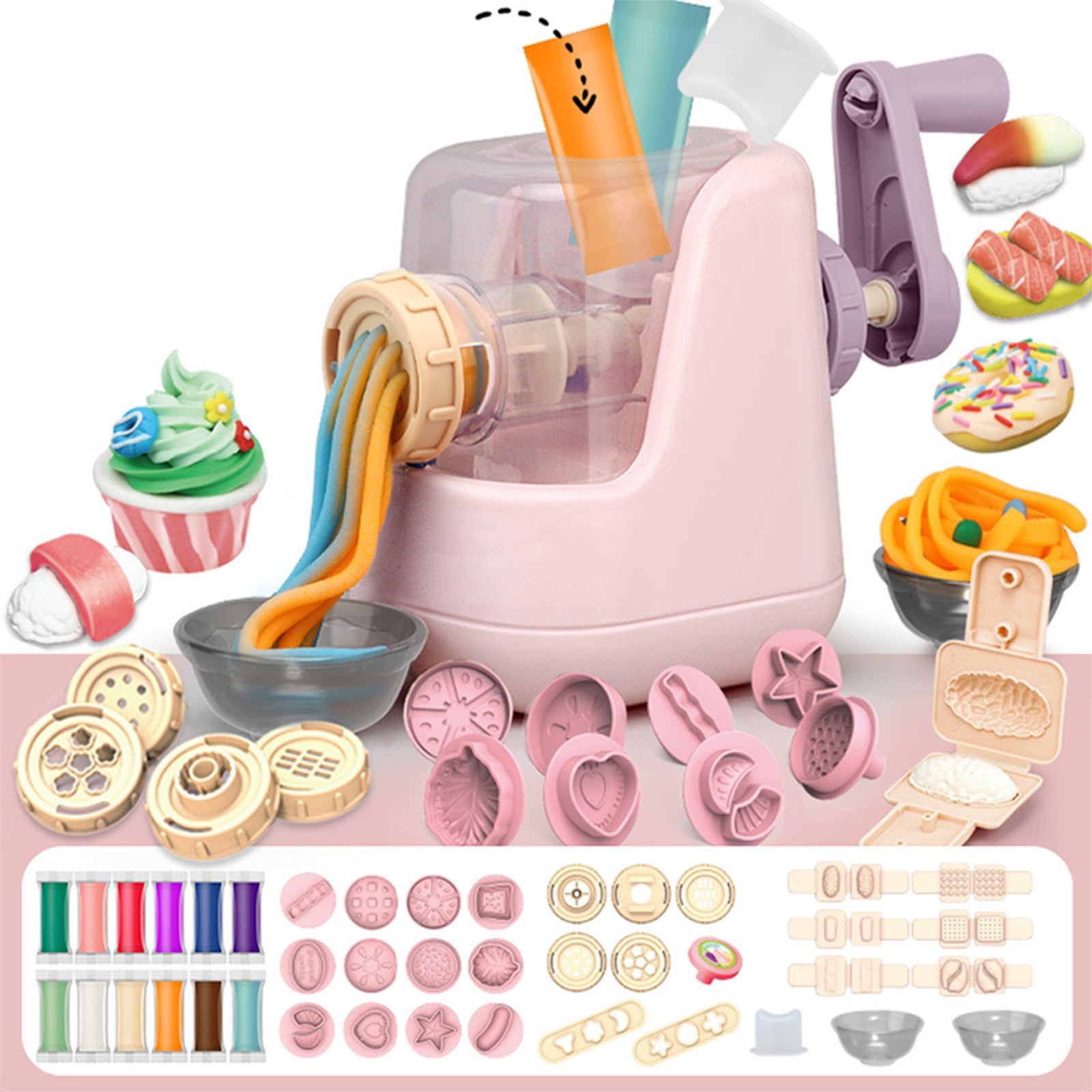 HWRETIE Children's Dough Game Noodle Machine Dough Set,Kitchen Creation Game Set Girls Boys Birthday Weekend Party Gift Children's Game Set 42