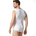thumbnail image 3 of Bruno Banani Men's Tank Top - Check Line 2.0, Round Neck, Polyamide, Check, Logo, Solid Color White S (Small), 3 of 4
