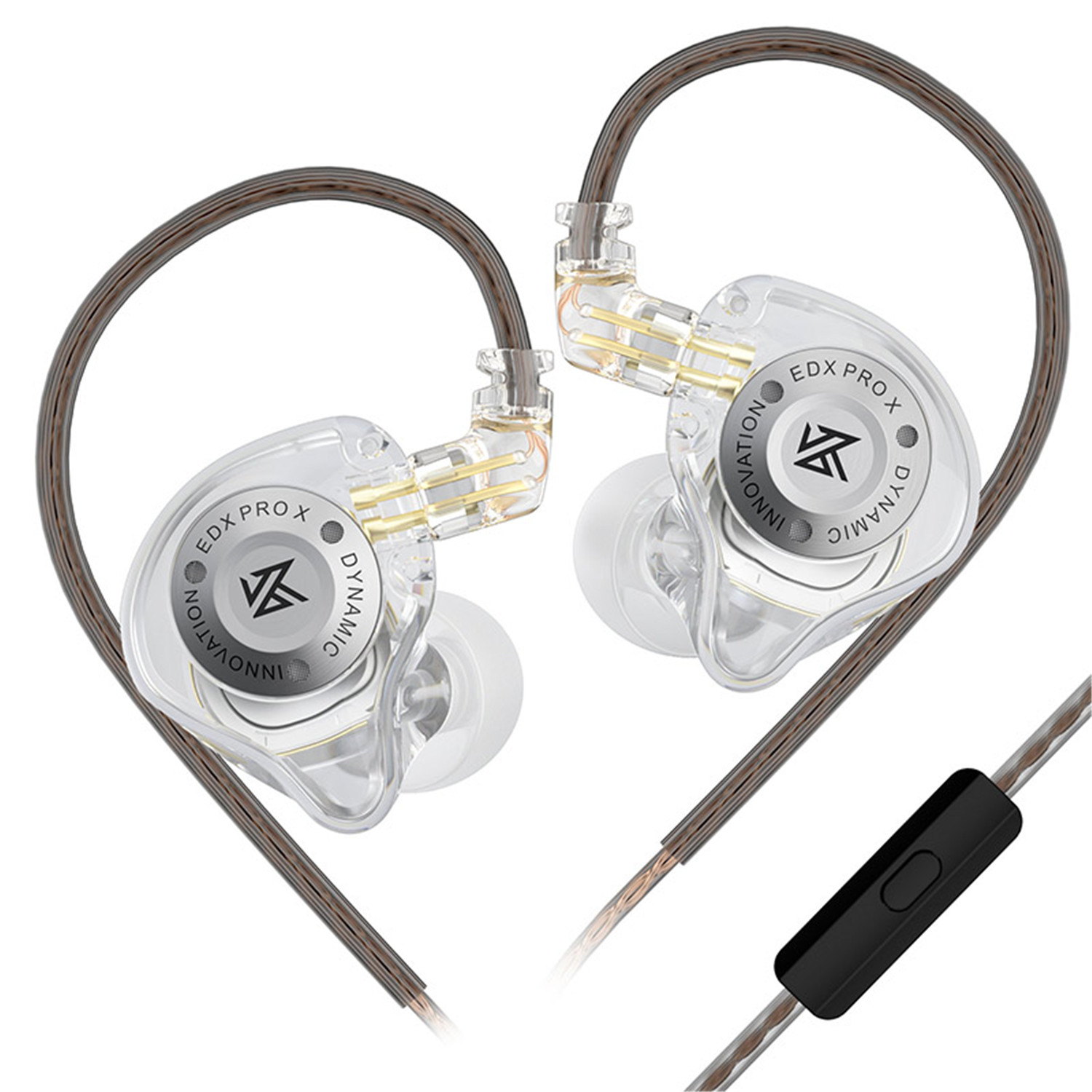 KZ Enhanced Sound Quality In-Ear Stage Monitor Headphones with Dual Magnetic Circuit Dynamic Unit, Customizable Earbuds with Mic - Transparent