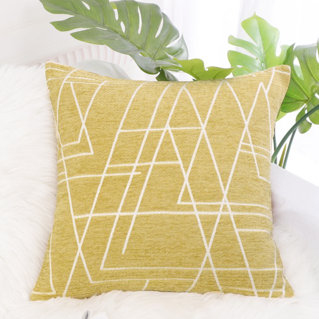 PiccoCasa 18"x18" Polyester Sofa Throw Pillow Cover, Pale Yellow
