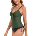 thumbnail image 4 of UPPADA Women's Ruched Tankini Swimsuits V Neck Wrap Tie Back Two Pieces Bathing Suit Adjustable Shoulder Strap Tummy Control Swimwear Swim Top with Bottom Savings Green,S, 4 of 6