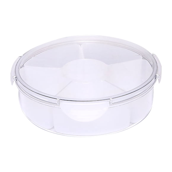 CHENMEI Veggie Tray with Lid 4/6 Compartments Divided Snack Box Container Serving Platter Snack Desserts Fruit Tray Meal Prep Fridge Organizer