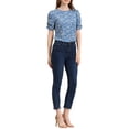 thumbnail image 2 of INSPIRE CHIC Hauts Froncés pour Femmes Col Rond Manches Courtes Dos Goutte d'Eau Blouse Florale m Bleu Blanc, 2 of 7