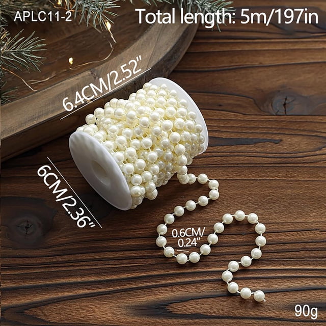 Pearl String Chains for Christmas Tree Decoration, DIY Beaded Garland for Wedding Scene Backdrops, Reusable Decorative Pendants for Crafting and Party Supplies