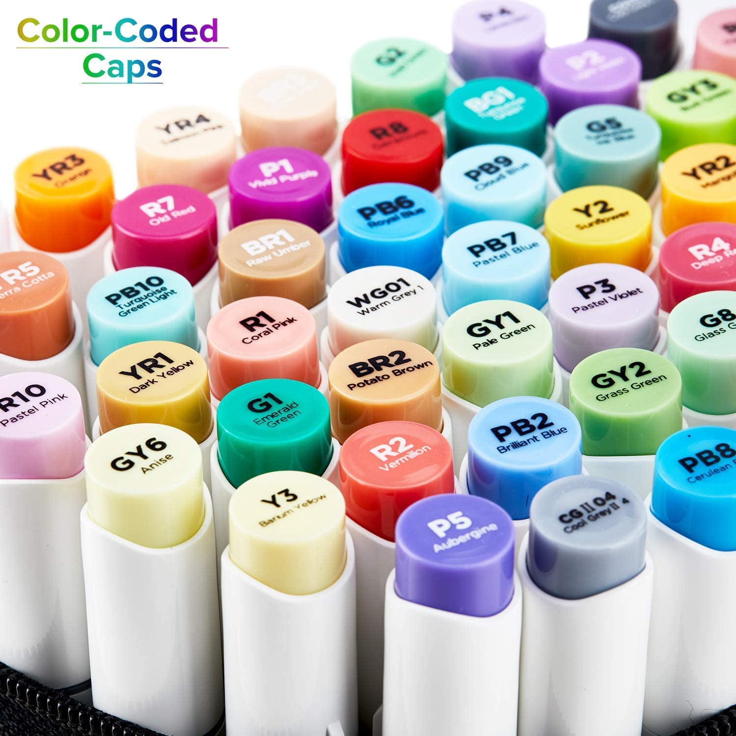 48 Colors Alcohol Markers, Double Tipped Sketch Markers for Illustration Adult Coloring Sketching & Card Making, 1 Colorless Alcohol Marker Blender & Carrying Case