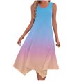 thumbnail image 2 of Ovzne Robes pour Femmes 2025 Robe d'Été Robe Dégradée Sans Manches Col Rond avec Cordon de Serrage Décontractée à Volants Jupe Trapèze Mini Robe d'Été Liquidation, 2 of 7