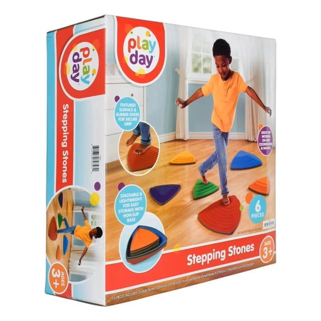 Play Day Stepping Stones for Kids, Non-Slip Balance Stones, 6 Pieces