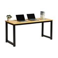 thumbnail image 2 of DECOHOLIC Modern Computer Desk 63? Large Workstation Office Desk Computer Table Study Writing Desk for Office Home, with Leg Bars,Industrial Style,Oak Board Black Leg., 2 of 5