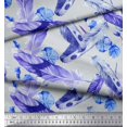 thumbnail image 2 of Soimoi Polyester Crepe Fabric Flowers & Feather Print Fabric by The Yard 42 Inch Wide, 2 of 3