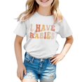 thumbnail image 1 of T-shirts pour Petites Filles Mode Décontractée Imprimé Col Rond Ample Manches Courtes Haut Chemises pour Enfants Taille 6-7T, 1 of 4