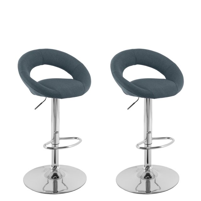 CorLiving Round Open Back Adjustable Fabric Barstool, set of 2
