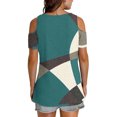 thumbnail image 4 of Soki Womens Tops Color Blocked Printed Short Sleeved V-Neck Off Shoulder Fashionable Summer Clothes, 4 of 6