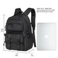 thumbnail image 2 of KAUKKO Vintage Casual polyster and Leather Rucksack Backpack (Nylon Black), 2 of 5