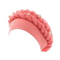 thumbnail image 2 of Fashion Women Beading Braid Hat Muslim Ruffle Cancer Wrap Cap Sleep Caps Satin Lined Hair Bonnets, 2 of 2
