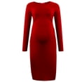 thumbnail image 4 of Robe de Maternité pour Femmes, Robe Midi à Manches Longues et Col Rond avec Fentes Latérales, Robe de Grossesse Douce et Extensible pour Baby Shower et Usage Quotidien, 4 of 6