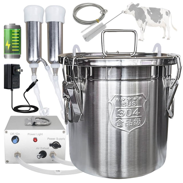 Hantop Machine à Traire les Vaches 12L, Pompe à Vide Pulsante à Vitesse Réglable Alimentée par Batterie Rechargeable, Seau à Lait en Acier Inoxydable 304 avec Valve Anti-Retour Automatique Machine à Traire les Vaches (Modèle Pro)