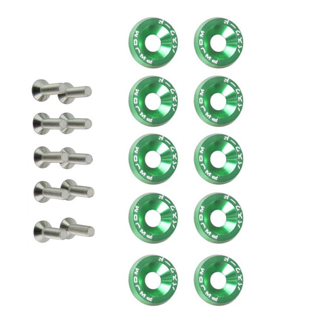 maskred 10 Pcs Vis de Voiture Rondelles Assortiment Ensemble Boulons de Véhicule Kit de Rondelle Décoratif Pièces de Rechange Automobile Rouge Vert