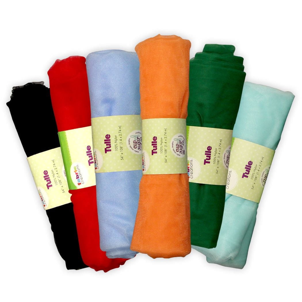 FABRIC CREATIONS Assorted Tulle Fabric - 137 cm (54 in) × 274 cm (108 in) (1.4 m (1.53 yd) × 2.74 m (3 yd)), 100 % Nylon, Assorted Colours