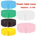 thumbnail image 3 of JilgTeok 1 Packs Large Plastic Round Tablecloth 2.13M Disposable Party Table Cover Wipe Cleaning for Birthday Party Home Kitchen Dinning, 3 of 3