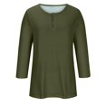 thumbnail image 4 of Yuyuzo Womens 3/4 Sleeve Tops Basic Button Crew Neck Solid Color Loose Fitted Tunics Tee Blouses, 4 of 5
