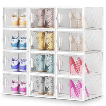 Stelive 12PCS Shoe Display Box Shoe Box Storage Containers Stackable Shoe Storage Box 33x25.4x18.6cm Shoe Organizer