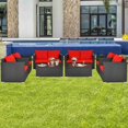 thumbnail image 1 of Costway 8PCS Patio Rattan Cushioned Sofa Chair Coffee Table Garden Red, 1 of 9