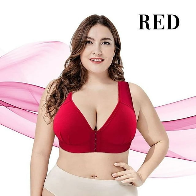 CHUANK Front-Closure Wireless Leisure Bra - Comfortable Plus Size Bras For Women Purple L