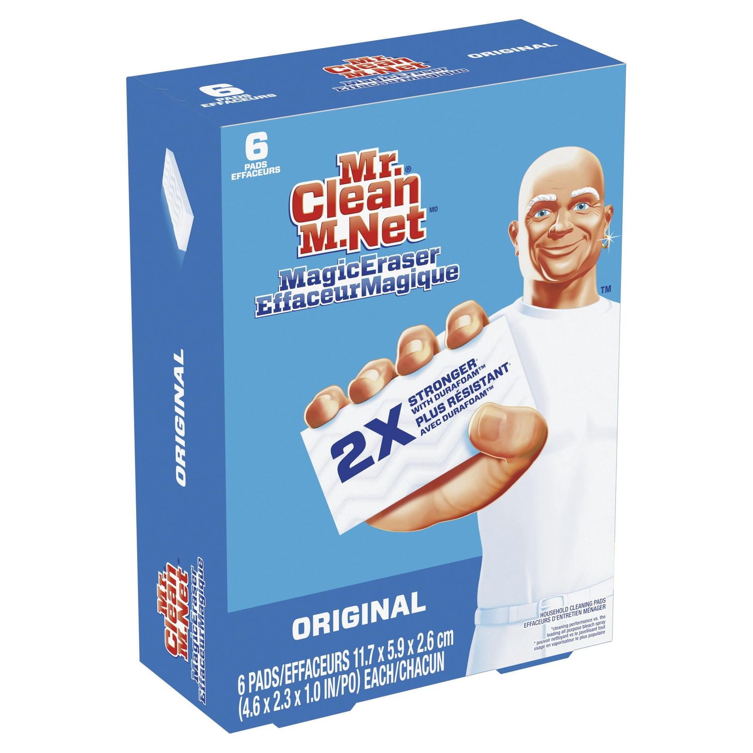 Mr. Clean Éponge Effaceur Magique, Nettoyant Tout Usage, Tampon Récurant, Nettoyant pour Murs, Original, Lot de 6