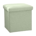 thumbnail image 1 of Green Foldable Storage Stool Multifunctional Linen Fabric Organizer Box For Home Use Shoe Changing Seat Adults Comfort 9.84X9.84 Inches Green Color, 1 of 6