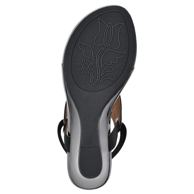 WHITE MOUNTAIN Sandale Compensée pour Femme, Noir/verni/lisse, 8 M