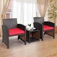 thumbnail image 4 of Costway 3PCS Patio Rattan Wicker Furniture Cushion Sofa Coffee Table Red, 4 of 9