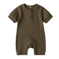 thumbnail image 1 of AherBiu Newborn Onesie Short Sleeve Jumpsuit Baby Clothes Ribbed Button Crewneck Summer Short Rompers Overalls, 1 of 7