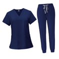 thumbnail image 1 of Nursing Scrub Set with Pockets V Neck Breathable Comfortable Soft Nurse Workwear M, 1 of 9