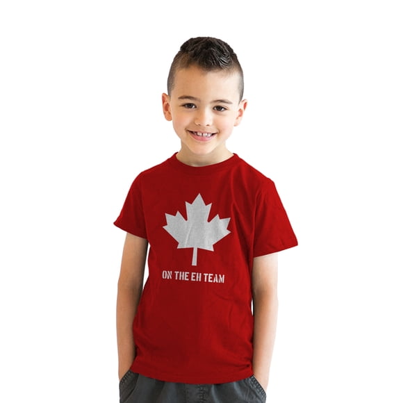 Youth Eh Team Canada T shirt Funny Canadian Shirts Kids Novelty T shirt Hilarious (Red) - M