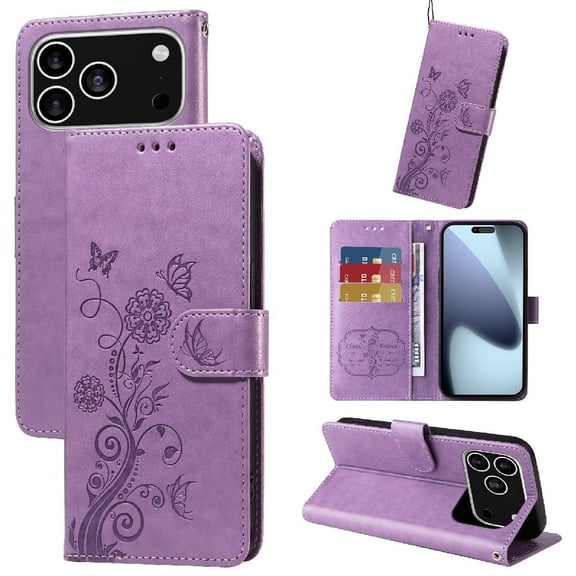 Flip Case for iPhone 17 Pro leather Flip Flower cardslots