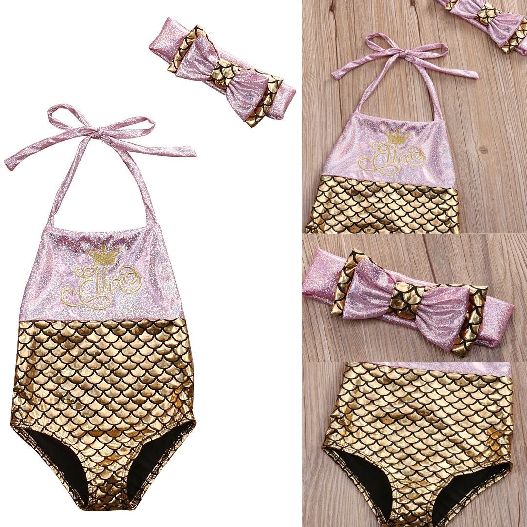 2017 Kids Girls Swimmable Mermaid Bikini Set Swimsuit Swimwear Bathing Costume