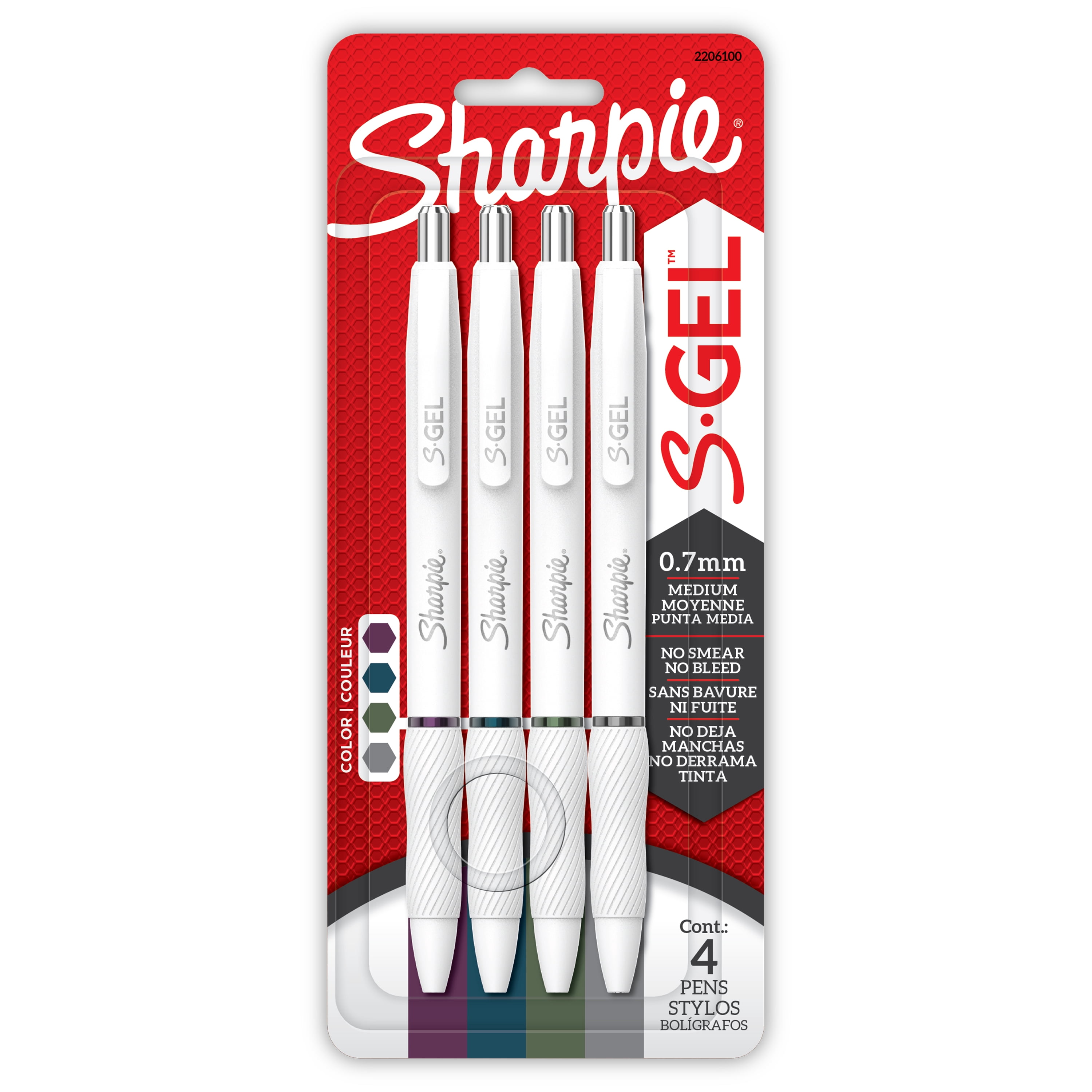 Sharpie S-Gel, Gel Pens, Pearl White Fashion Barrel, Medium Point (0.7 mm), Rich Dark Ink Colours, 4 Count