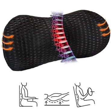 Ergonomic Lumbar Pillow – Memory Foam Back Support for Lower Back Pain Relief, Breathable & Washable, Adjustable for Office Chair, Car Seat, Bed, and Recliner (Black)