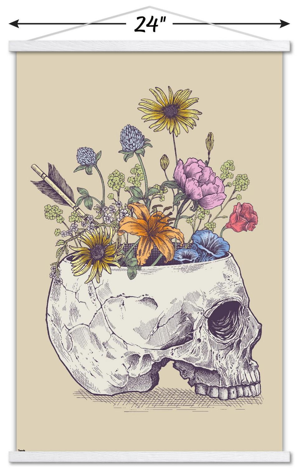 Rachel Caldwell - Flower Skull Wall Poster, 14.725" x 22.375" Framed