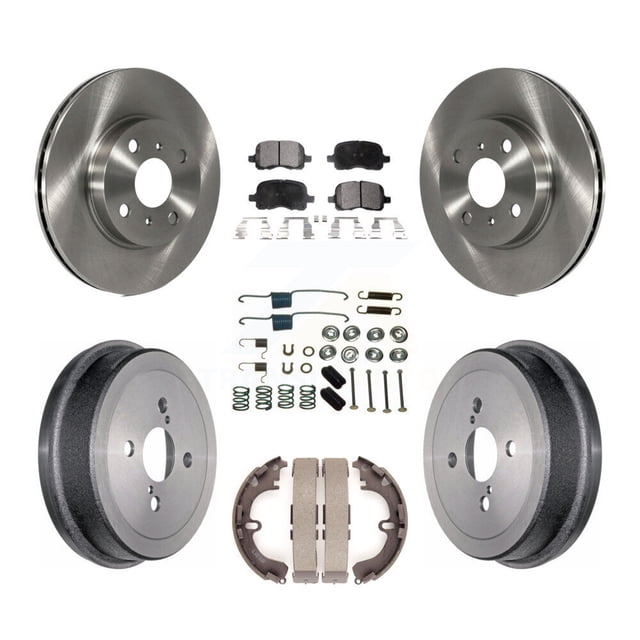 Transit Auto Front Rear Disc Brake Rotors Ceramic Pads and Drum Kit (7Pc) for Car Toyota Corolla Chevrolet Prizm K8T-102451