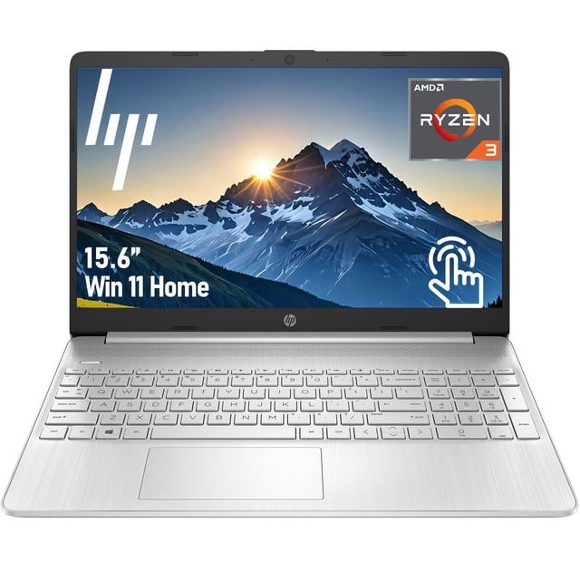 HP 15 Touchscreen Laptop, 15.6" HD Touch Display, AMD Ryzen 3 3250U, 64GB RAM, 2TB SSD, Numeric Keypad, SD Card Reader, Fast Charge, Windows 11 Home in S Mode, Silver